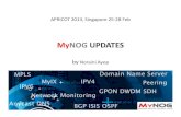 My NOG UPDATES - Apricot · My NOG UPDATES by Noraini Ayop. About My NOG • The Malaysia Network Operators Group (MyNOG) is an initiative to bring ... • Update on MyIX Operations