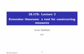 18.175: Lecture 2 Extension theorems: a tool for constructing measures · 2020-04-24 · let probability measure be function from σ-algebra to [0, 1]. Price to this decision: for