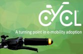 A turning point in e-mobility adoption...Enable multi-modal travel by increasing access to existing public transport Barriers to Adoption 13% 59% 75% Target for active travel trips