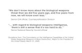 Senior CIA official, Counterproliferation Division Leitenberg... · Senior CIA official, Counterproliferation Division “… with regard to biological weapons intelligence, ‘there’s