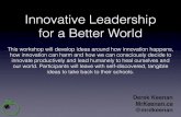 Innovative Leadership for a Better World … · Innovative Leadership for a Better World This workshop will develop ideas around how innovation happens, how innovation can harm and
