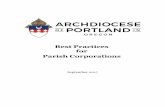 Best Practices for Parish Corporations...the parish corporation a. chart of corporate structure b. articles of incorporation c. amended bylaws corporate meetings a. guidelines for