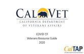 COVID-19 Veterans Resource Guide (Final PDF)...Veterans Crisis Line •A free, conﬁden_al resource that connects veterans with caring, qualiﬁed responders •Available 24/7 to