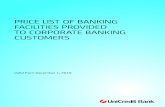 PRICE LIST OF BANKING FACILITIES PROVIDED TO ......PRICE LIST OF BANKING FACILITIES PROVIDED TO CORPORATE BANKING CUSTOMERS UniCredit Bank Czech Republic and Slovakia, a.s., pobočka