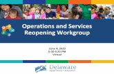 Operations and Services Reopening Workgroup · 2020-06-05 · 15 Maintain facilities for normal school operations Air filters should be changed regularly Custodial services should