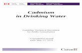 Cadmium in Drinking Water · 2019-05-08 · cadmium in drinking water. 2.0 Executive summary . Cadmium is a metal that can be found in the environment either in its elemental form