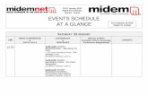 EVENTS SCHEDULE AT A GLANCE - Sanremonews.it › scambio › midem2010_calendar_event… · EVENTS SCHEDULE AT A GLANCE Subject to change SATURDAY 23 JANUARY ... presented by MIDEM