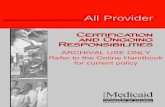 Certification and Ongoing ResponsibilitiesAll-Provider Handbook — Certification and Ongoing Responsibilities November 2005 3 P Preface This All-Provider Handbook is issued to all