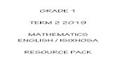 GRADE 1 TERM 2 2019 MATHEMATICS ENGLISH / ISIXHOSA … Gr 1 Term 2 2019 Maths... · GRADE 1 . TERM 2 2019 . MATHEMATICS . ENGLISH / ISIXHOSA . RESOURCE PACK 1 Resource Sheets This