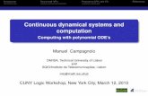 Continuous dynamical systems and computation › PostedPapers › Campagnolo031210.pdf · 2016-02-26 · Introduction Polynomial IVPs Polynomial IVPs and CAReferences Continuous dynamical