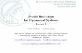 Model Reduction for Dynamical SystemsIntroduction Outline 1 Introduction Model Reduction for Dynamical Systems Application Areas Motivating Examples Max Planck Institute Magdeburg