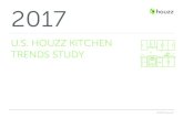 U.S. HOUZZ KITCHEN TRENDS STUDYThe most popular kitchen built-ins are pantry cabinets and islands, appearing in two of ﬁve renovated kitchens (41% and 40%, respectively). Homeowners