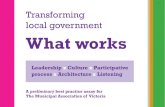 Transforming local government What works...A preliminary best practice assay for ... Leadership x Culture x Participative process x Architecture x Listening . 2 Leadership x Culture