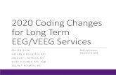 2020 Coding Changes for Long Term EEG/VEEG Services ... 95950 – 8 channel EEG 95951 – VEEG 95953 – ambulatory 16 channel EEG 95956 – prolonged EEG without video (bedside EEG
