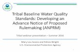 Tribal Baseline Water Quality Standards: …...Tribal Baseline Water Quality Standards: Developing an Advance Notice of Proposed Rulemaking (ANPRM) Tribal webinar presentation –Summer