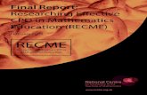 Researching Effective CPD in Mathematics Education (RECME)RECME+Final+Report.pdf · RECME Final Report 1 Background The Researching Effective CPD in Mathematics Education (RECME)