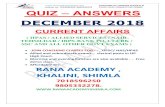 COACHING OF VARIOUS CENTRAL & contact no. 7018596250 ... · coaching of various central & contact no. 7018596250, 9805332278 state level competitive exam s quiz ± answers december