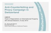 Anti-Counterfeiting and Piracy Campaign in Switzerland · 2010-11-26 · Anti-Counterfeiting and Piracy Campaign in Switzerland UNECE Team of Specialists on International Property