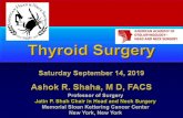 Shaha’s Aphorisms - AHNS · Minimally Invasive Thyroid Surgery •Majority of thyroid surgery in the U.S. is performed for proven or suspected malignancy •Paratracheal and nodal