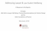 Addressing Lawyer & Law Student Wellbeing · Addressing Lawyer & Law Student Wellbeing Debra Austin, JD, PhD A Response to the Reports: Carnegie, ... •Values in Action Survey of
