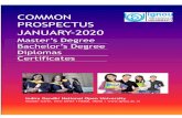 COMMON PROSPECTUS JANUARY-2020 … · 1.14 Online Admission System ... 2.5 Master of Tourism and Travel Management (MTTM) ... IGNOU Common Prospectus 7 5.41 Certificate in Organic