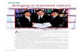 COVER STORY Bringing in mainland talentscpa/profile/00summer/part1.pdf · Bringing in mainland talents ... employment in the territory, the Scheme will allow Hong Kong-based companies