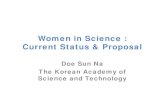 Women in Science : Current Status & Proposal · • Bring up issue of women in science as a regular agenda in seminars and workshops • Encourage international research collaboration