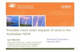 Possible merit order impacts of wind in the Australian NEM · that while in the short run wind can be considered to be reducing price due to the merit order effect, in the long run
