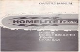 Homelite 110 Electric Chainsaw Owners Manual 24680 · 2019-02-27 · Your HOMELITE 110 Electric Chain Saw is precision built and manufactured to satisfy the highest standards. For