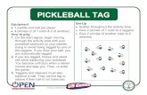 PICKLEBALL TAG - OPEN Physical Education Curriculum · 2020-01-15 · pickleball balanced on your paddle, trying to avoid being tagged by one of the taggers. If you drop your ball,
