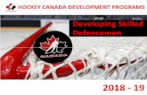 Developing Skilled Defencemen - Hockey Canada · 1 on 1’s Shooting ‐Head up ‐Getting pucks through ‐Finding the lane D Zone Coverage Neutral Zone Play Offensive Play JANUARY