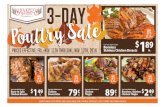 3-DAY...Instant Oatmeal $299 16 oz. bottle Selected Varieties Wishbone Salad Dressing 2/$4 5 oz. pkg. Texas Toast Croutons $129 14.5 oz. can Sweet Sue Broth 69¢ 14 ct. pkg. Selected