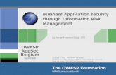 OWASP AppSec Belgium The OWASP Foundation · OWASP AppSec Belgium 2006 7 General Aspects When It Comes To Software Projects…