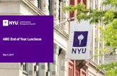 AMC End of Year Luncheon - New York University · AMC End of Year Luncheon May 4, 2017. Agenda Agenda •AMC “Adopt A School” Campaign •AMC Chairperson’s Report •AMC Accomplishments
