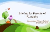 Briefing for Parents of P1 pupils - Greenwood Primary · Holistic Education Programmes for P1 ... • Develop pupils with core values and give them the moral compass to be rooted