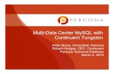 Multi-Data Center MySQL with Continuent Tungsten · 4 Key reasons for multi-data center MySQL • High availability – Moving data away from problems • Performance – Moving data