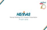 Hemas Holdings PLC Investor Presentation · Hemas Holdings PLC Investor Presentation FY 2017–2018 1. Hemas is a LKR 51 Bn Sri Lankan Wellness, Leisure and Mobility Business Healthcare
