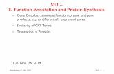 V11– 8.#Function#Annotation#and#Protein#Synthesis › wp-content › ... · Bioinformatics 3 –WS 19/20 V 10 –1 V11– 8.#Function#Annotation#and#Protein#Synthesis-Gene Ontology: