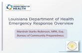 Louisiana Department of Health Emergency Response Overviewldh.la.gov/assets/oph/pcrh/2018_Rural_Health... · Emergency Support Functions ESF-1 Transportation ESF-2 Communications