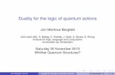Duality for the logic of quantum actions · Duality for the logic of quantum actions Jort Martinus Bergfeld Joint work with: A. Baltag, K. Kishida, J. Sack, S. Smets, S. Zhong Institute