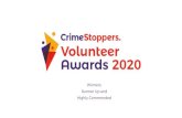 Winners, Runner Up and Highly Commended · Winners, Runner Up and. Highly Commended . Volunteer of the Year Award Jane McCann, Warwickshire and West Mercia Committee “Jane has done