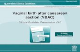 Education Presentation: Vaginal birth after caesarean ... · Queensland Clinical Guidelines. Vaginal birth after caesarean section (VBAC). Clinical guideline education presentation