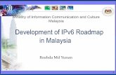 Development of IPv6 Roadmap in Malaysia · 2008 Malaysia 2010 Govt. Agencies 2011 Malaysia 2012 New Targets based on Cabinet decision on 4 Dec 2009. 22 Domain Registration 22 –Registration