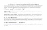University of Toronto Scholarship Admission Awards Who can ... of Toronto Scholarship... · MMI Management, PhD PhD . Program Degree Type ... Certificate of Complete General Secondary