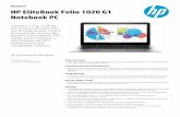 PSG AMS Commercial Notebook Datasheet 2013 · 2015-09-28 · Datasheet | HP EliteBook Folio 1020 G1 Notebook PC HPrecommendsWindows. HPEliteBookFolio1020G1NotebookPCSpecificationsTable