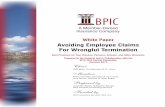 White Paper - Archdiocese of Indianapolis · 2020-03-11 · White Paper Avoiding Employee Claims. For Wrongful Termination. Best Practices for Your Diocese, Parishes, Schools, and