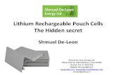Lithium Rechargeable Pouch Cells The Hidden secret · Pouch Cells –Limitations 1. Lower energy and power density in compare to hard case cells 2. Gassing (Swelling, “Ballooning”)