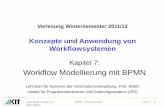 Konzepte und Anwendung von Workflowsystemen · PDF file BPMN 1.0: o OMG Standard, Februar 2006 Weiterentwicklungen (BPMN 1.1, BPMN 1.2) und auch Namensänderung BPMN 2.0 . o Beta 1