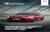 TOYOTA Q2 2020 MOTABILITY CUSTOMER PRICE LIST … · 2020-06-17 · Toyota Q2 2020 Motability Customer Price List Contract Hire Issued: 12/06/20 Continued overleaf CIVILIAN ALLOWANCE