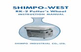 SHIMPO West RK-2 · The RK-2 has one adjustable foot. To adjust in case of wobble, loosen top nut of right rear foot and screw foot up or down as required, then tighten top nut. Foot